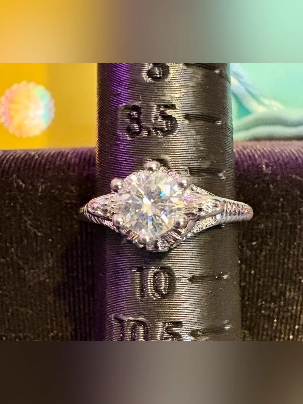 Moissanite Halo 3 Carat Total Weight Engagement Ring in White/Silver